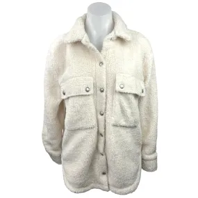 Blank NYC Cream Button Snap Teddy Sherpa Shortbread Cozy Shacket Jacket Size XS