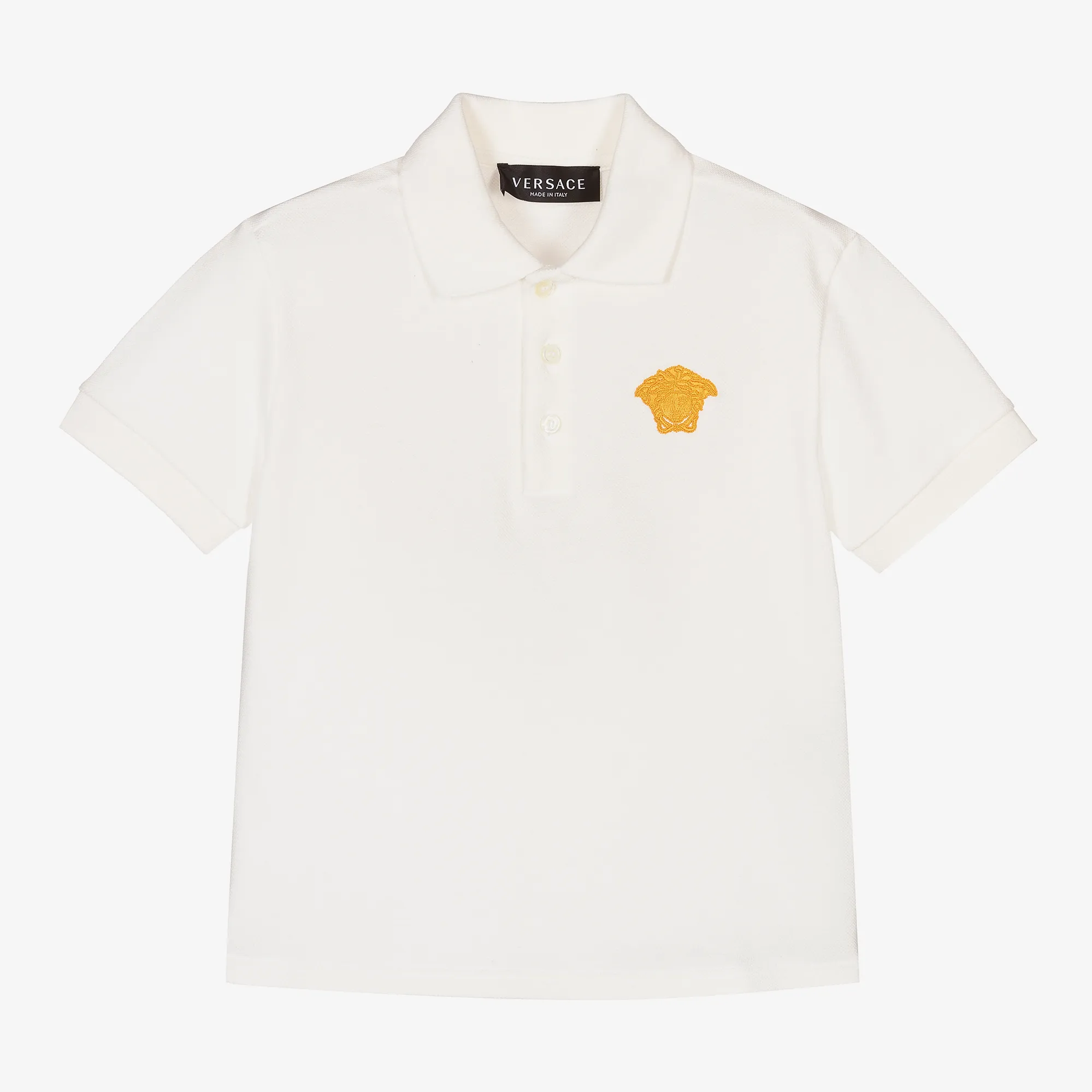 Boys Ivory Cotton Medusa Polo Shirt