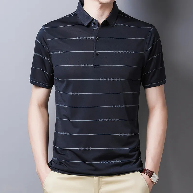 Polo Shirt Striped Short Sleeve Summer Cool Shirt Streetwear Fashion Male Polo Shirt Men